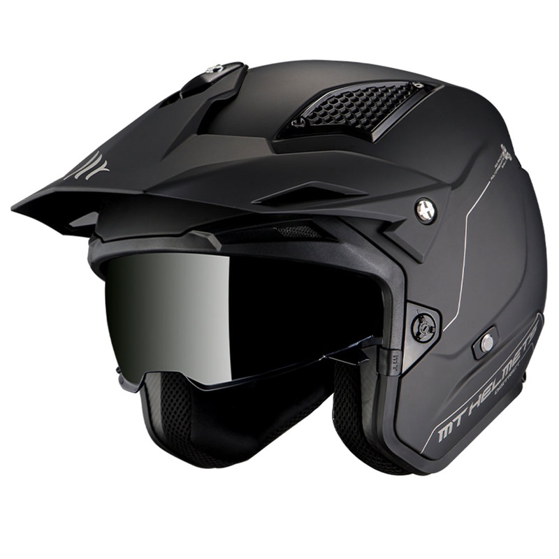 MT District SV Matt Black Open Face Helmet Size Medium 58cm